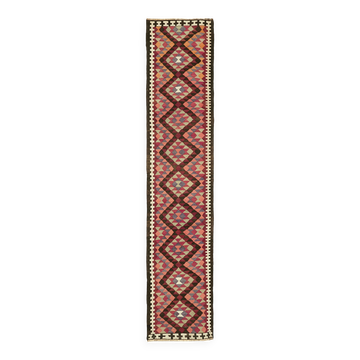 Turkish Handwoven Vintage Herki Kilim 88 cm x 407 cm