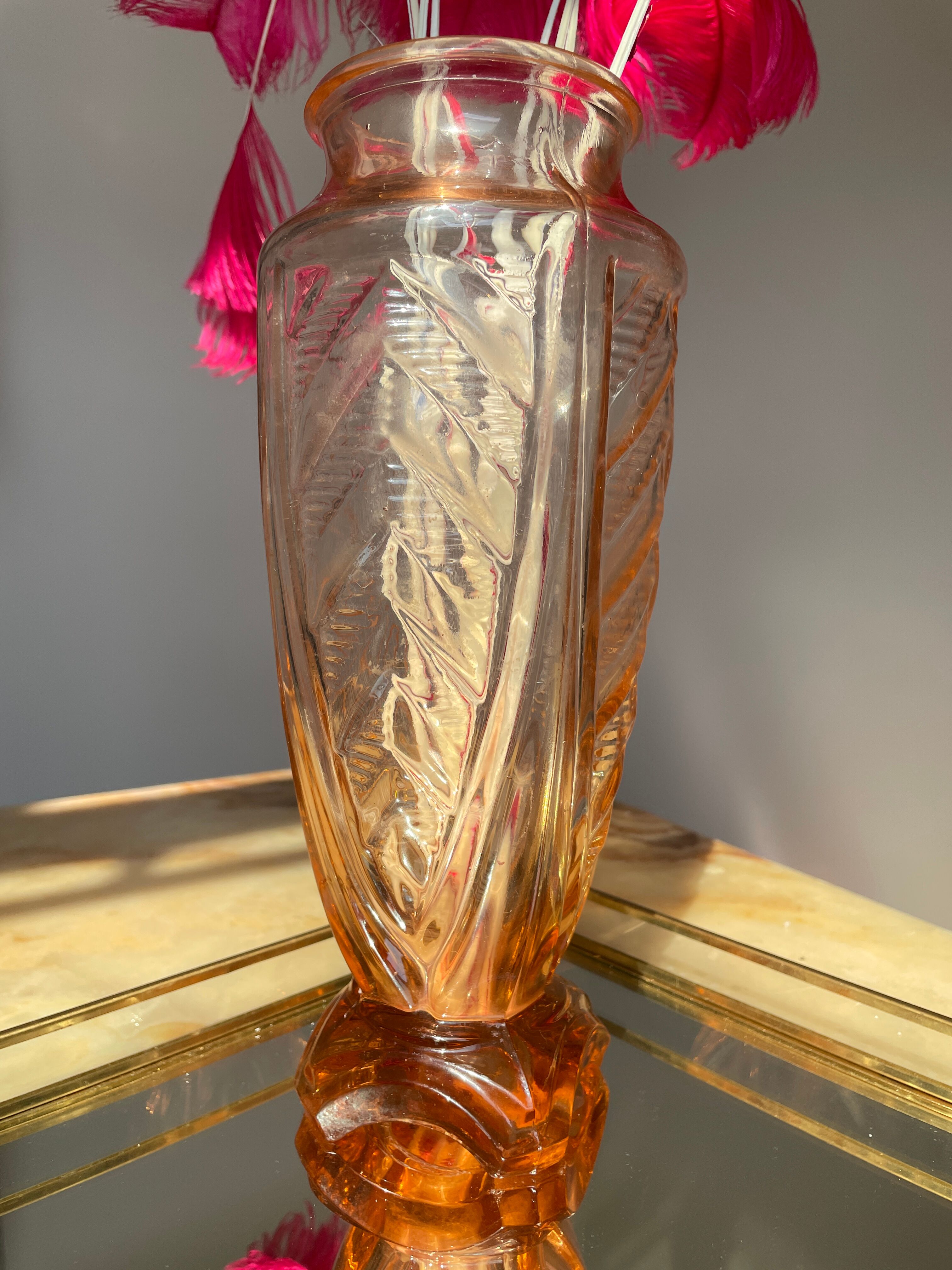 High vase art deco salmon pink