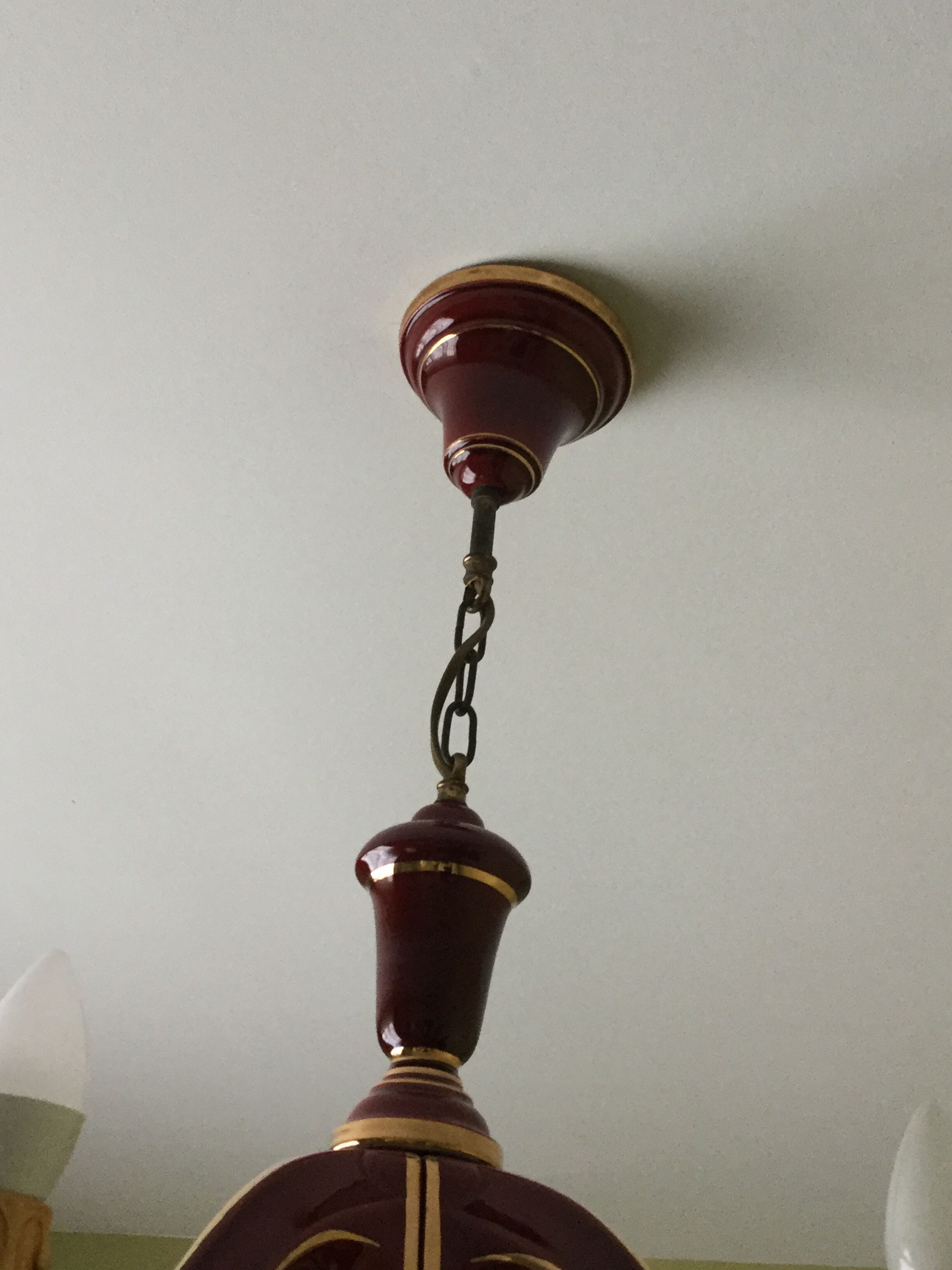 Lustre art deco burgundy earthenware and gold