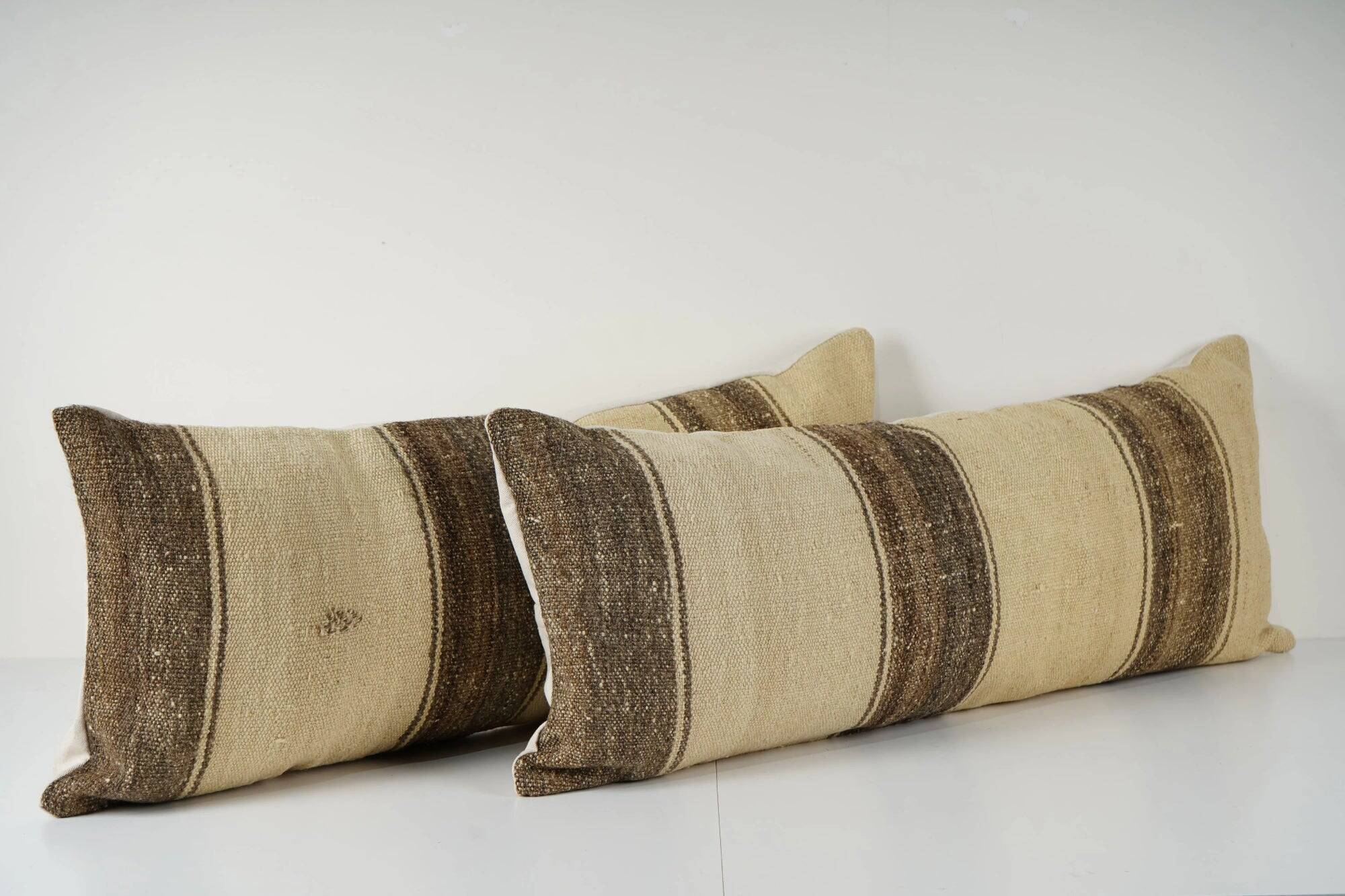 Set of 2 vintage kilim cushion covers 41x102 cm