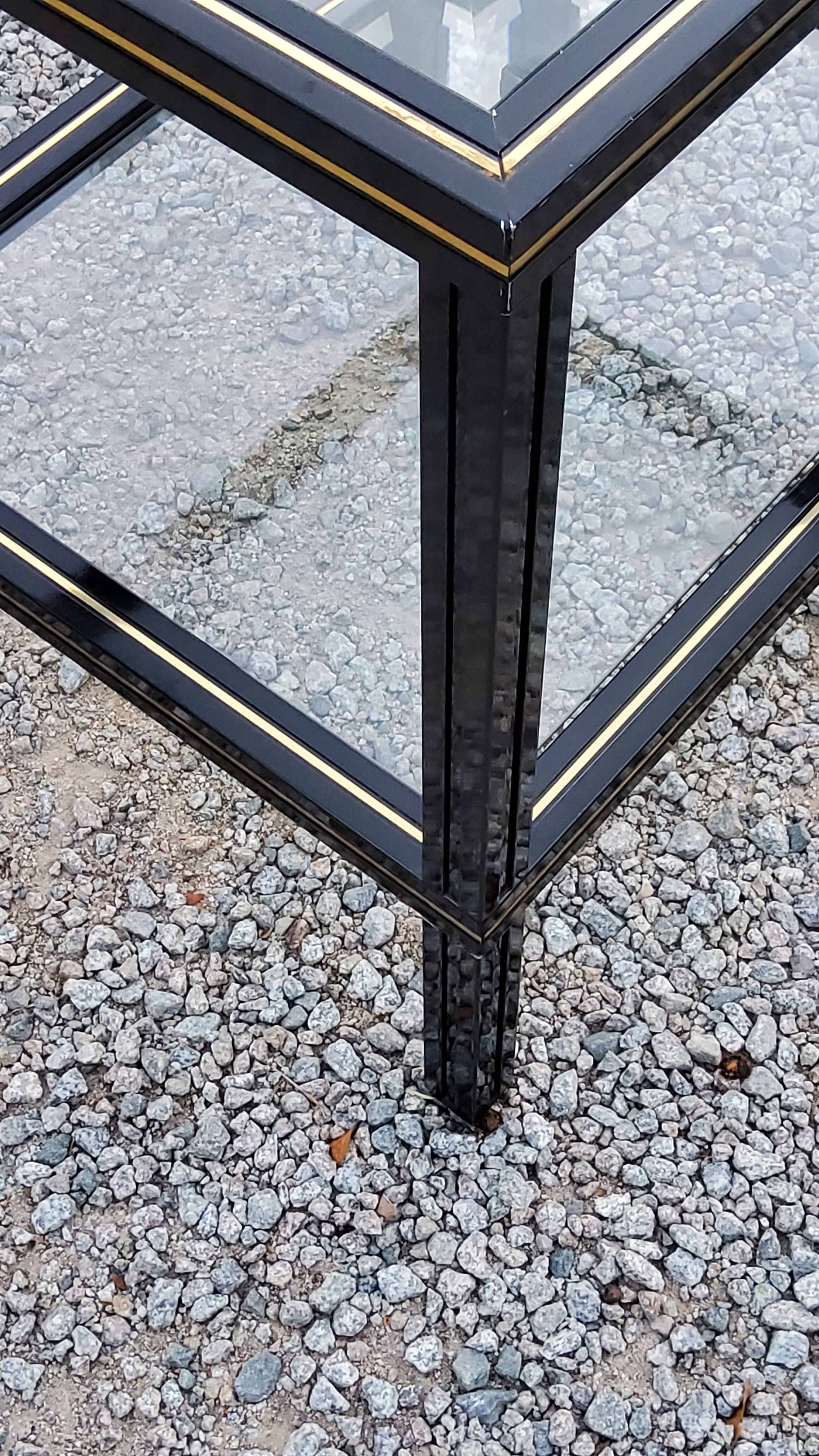 Side table end of sofa Pierre Vandel in metal and glass tops