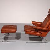 Congnac Leather COR SWING Lounch Chair whit Otterman By Adolf & Schöpfer 19