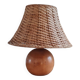 Ball lamp in walnut wood and wicker