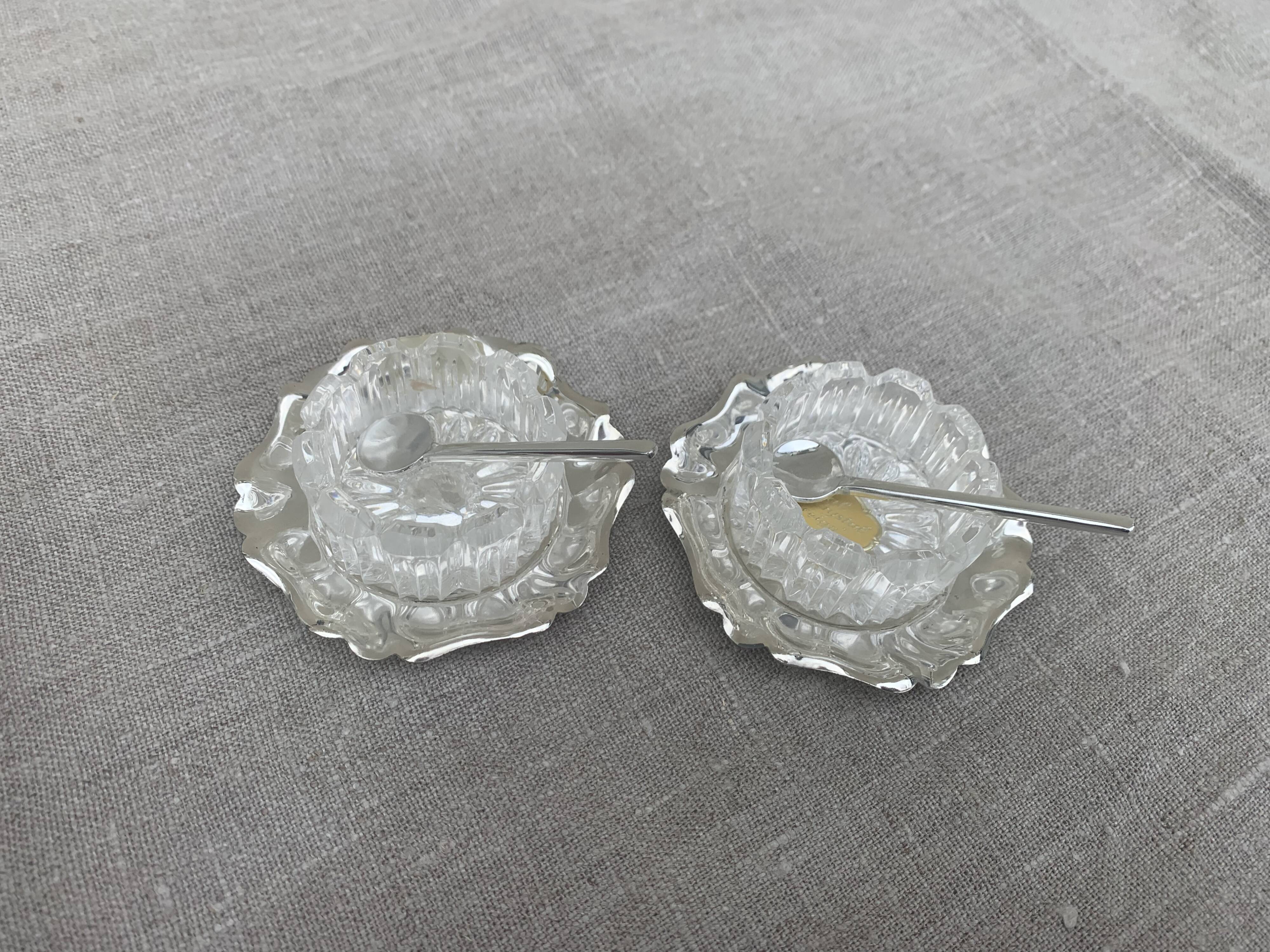 Crystal and silver metal saleron vintage 1950