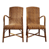 Pair of vintage rattan armchairs