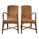 Paire de fauteuils vintage en rotin