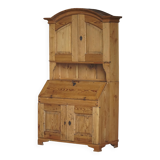 Old Danish secretary in pine with drop-down front and upper cabinet, mid-19th century.