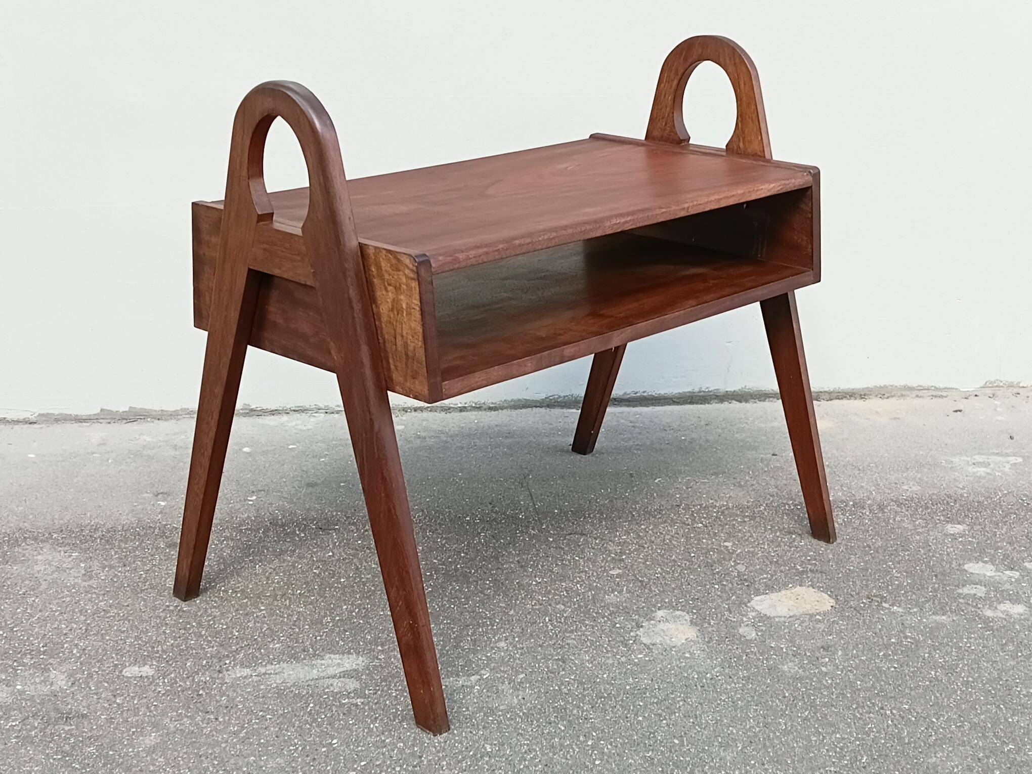 1950s solid wood side table