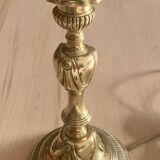 Bronze Lamp Base with Draped Decor Louis XVI Style