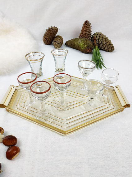Plateau en verre ocre