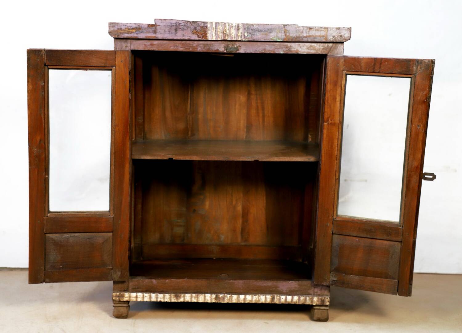 Antique teak sideboard with original purple patina.