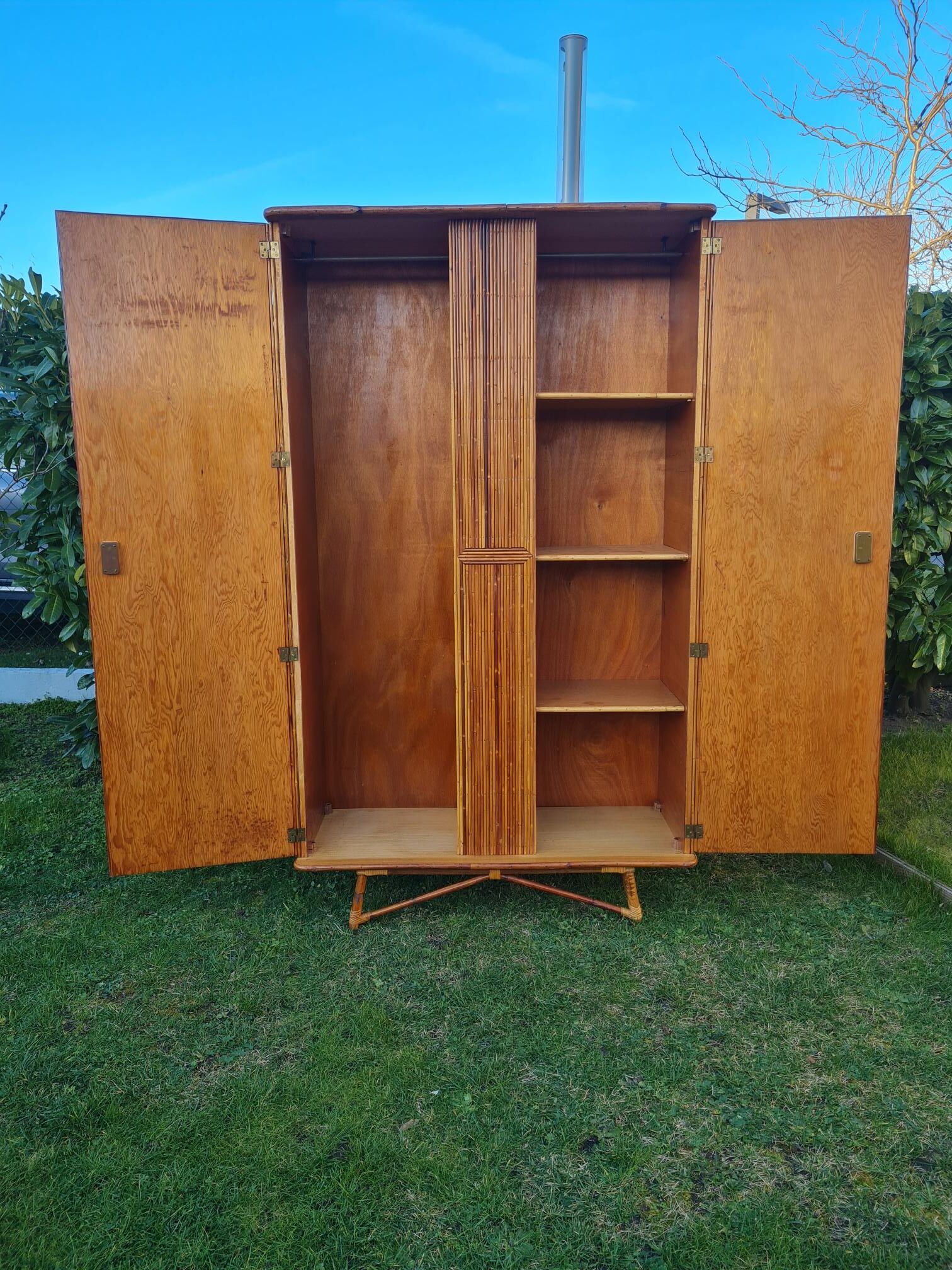 Rattan marquetry cabinet