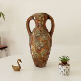 Vintage 70s amphora vase with volcanic effect