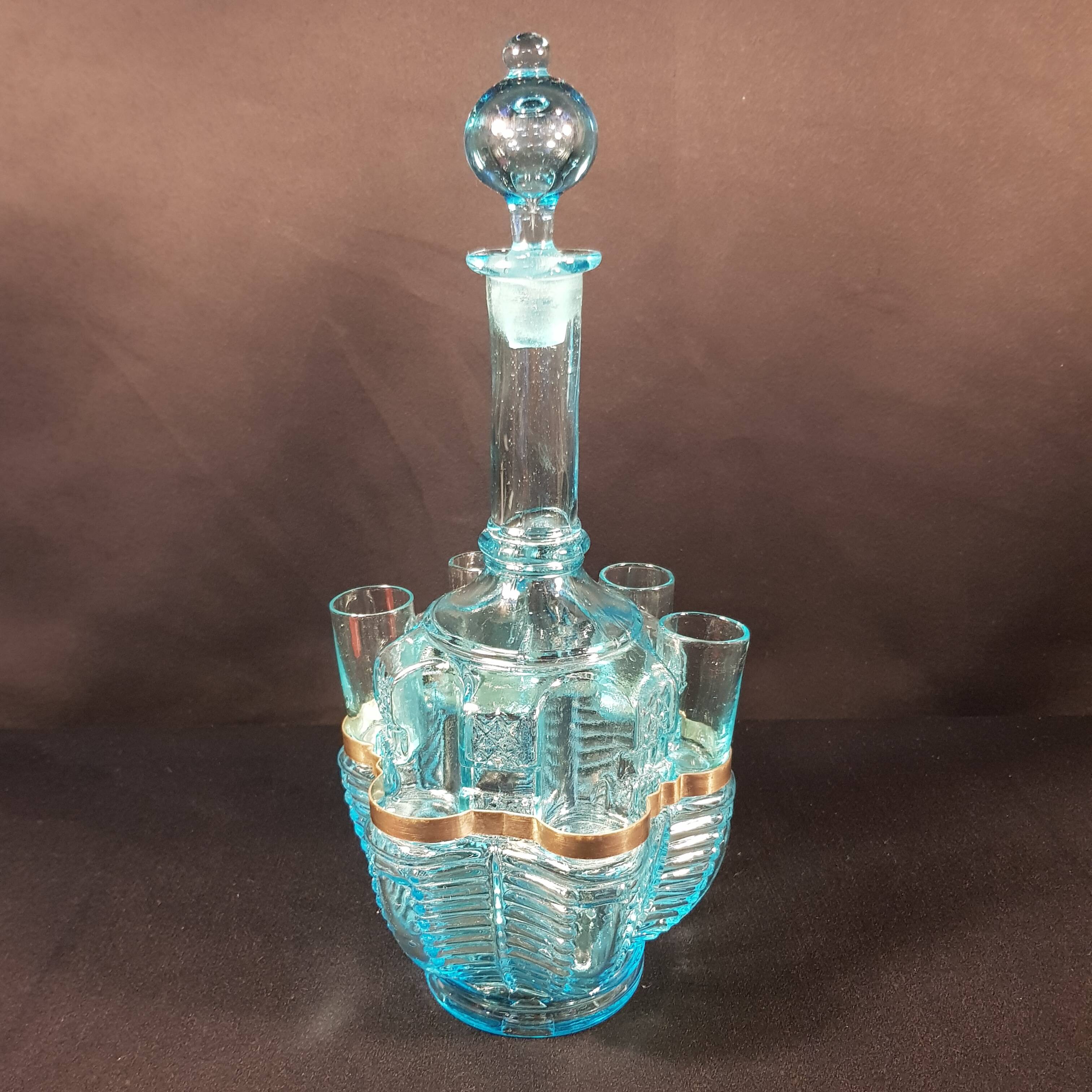 Blue Art Nouveau carafe