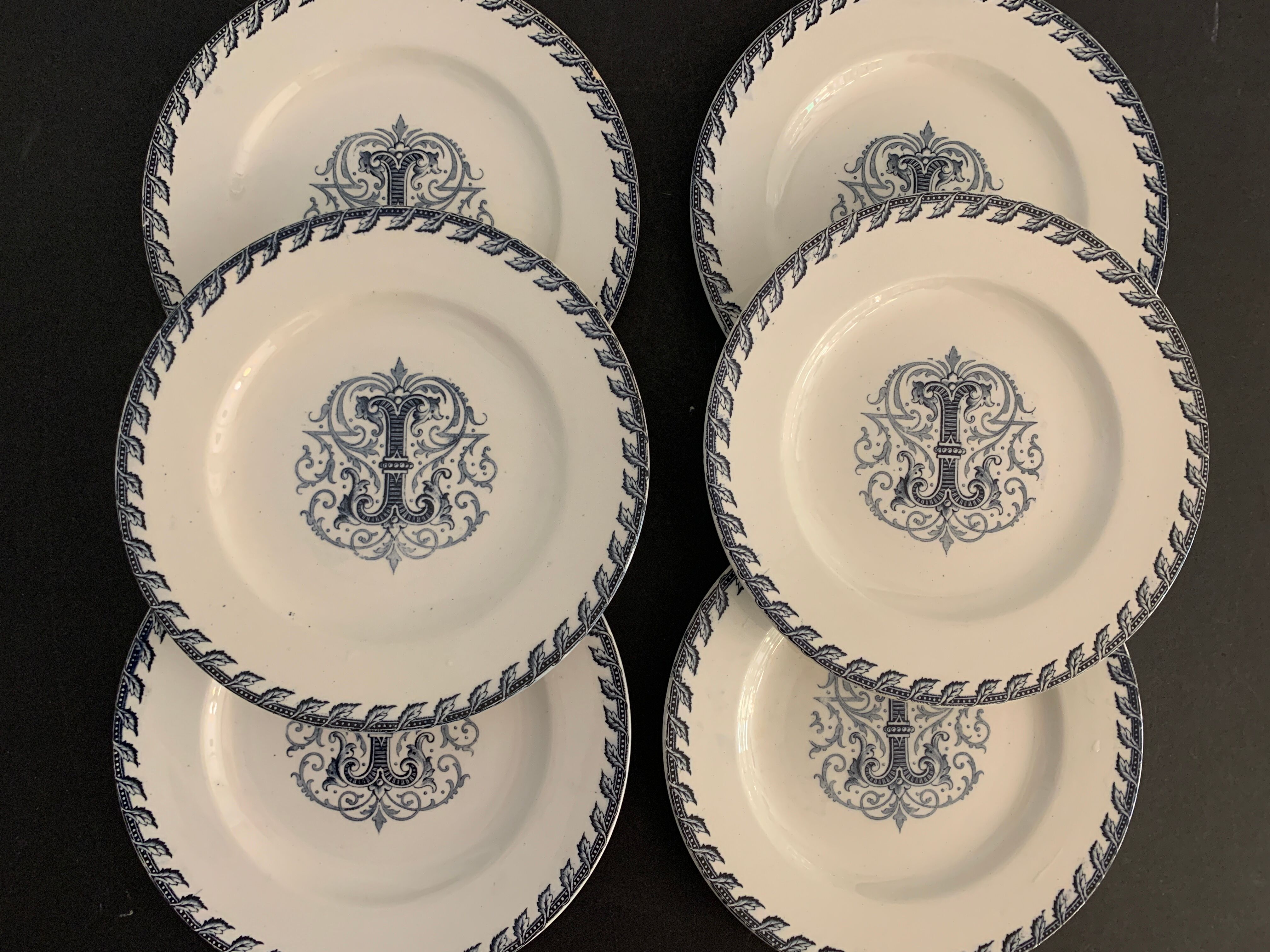 6 dessert plates and old earthenware dish, KG Lunéville