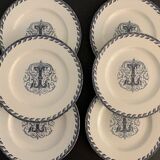 6 dessert plates and old earthenware dish, KG Lunéville