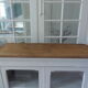 Showcase, bookcase, vintage pearl grey patinated cupboard, wooden top.