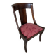 Antique Gondola Chair Empire Style Wood + Red Floral Vintage Fabric