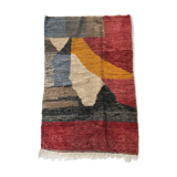 Moroccan Berber carpet Boujaad unbleached with colored flats 243x142cm