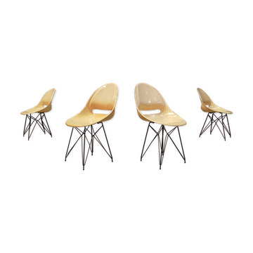 Set of 4 beige chairs by Miroslav Navràtil by Vertex