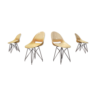Lot de 4 chaises beige de Miroslav Navràtil par Vertex