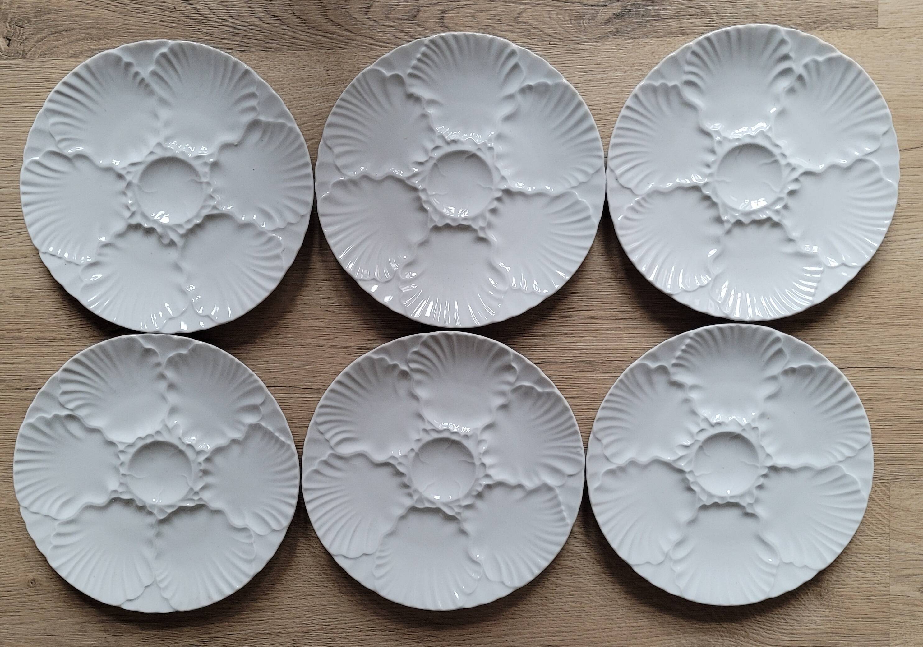 La Redoute x Selency set of 6 white oyster plates