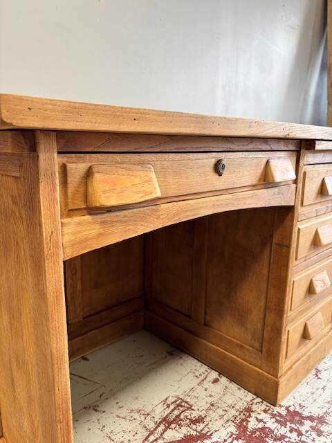 1950s oak veneer desk