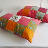 Lot of three rectangular cushions vintage patchwork