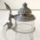 Bohemian crystal beer mug with chiseled pewter lid