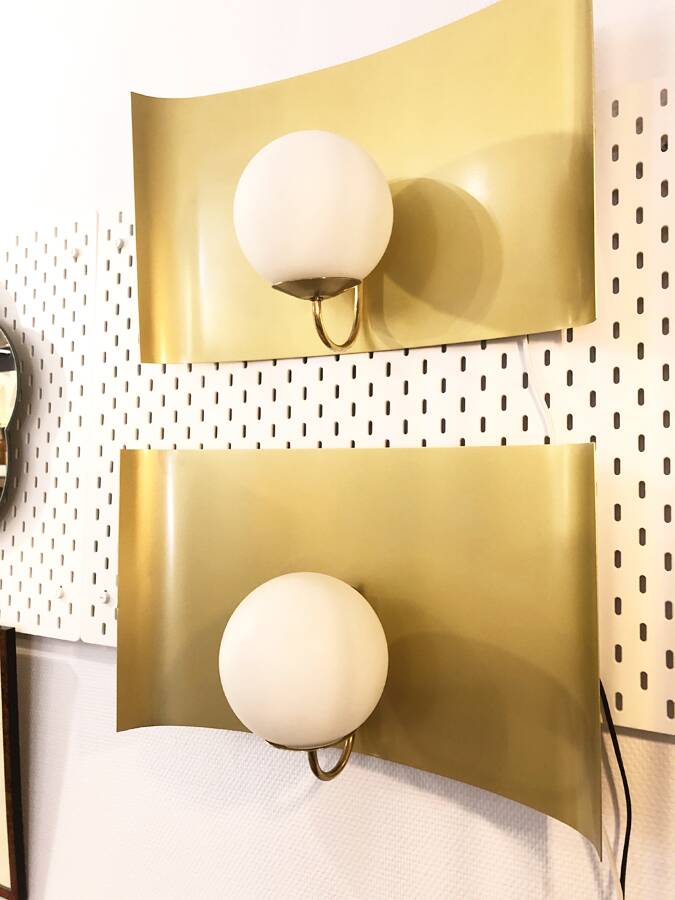 Pair of art deco brass wall lights