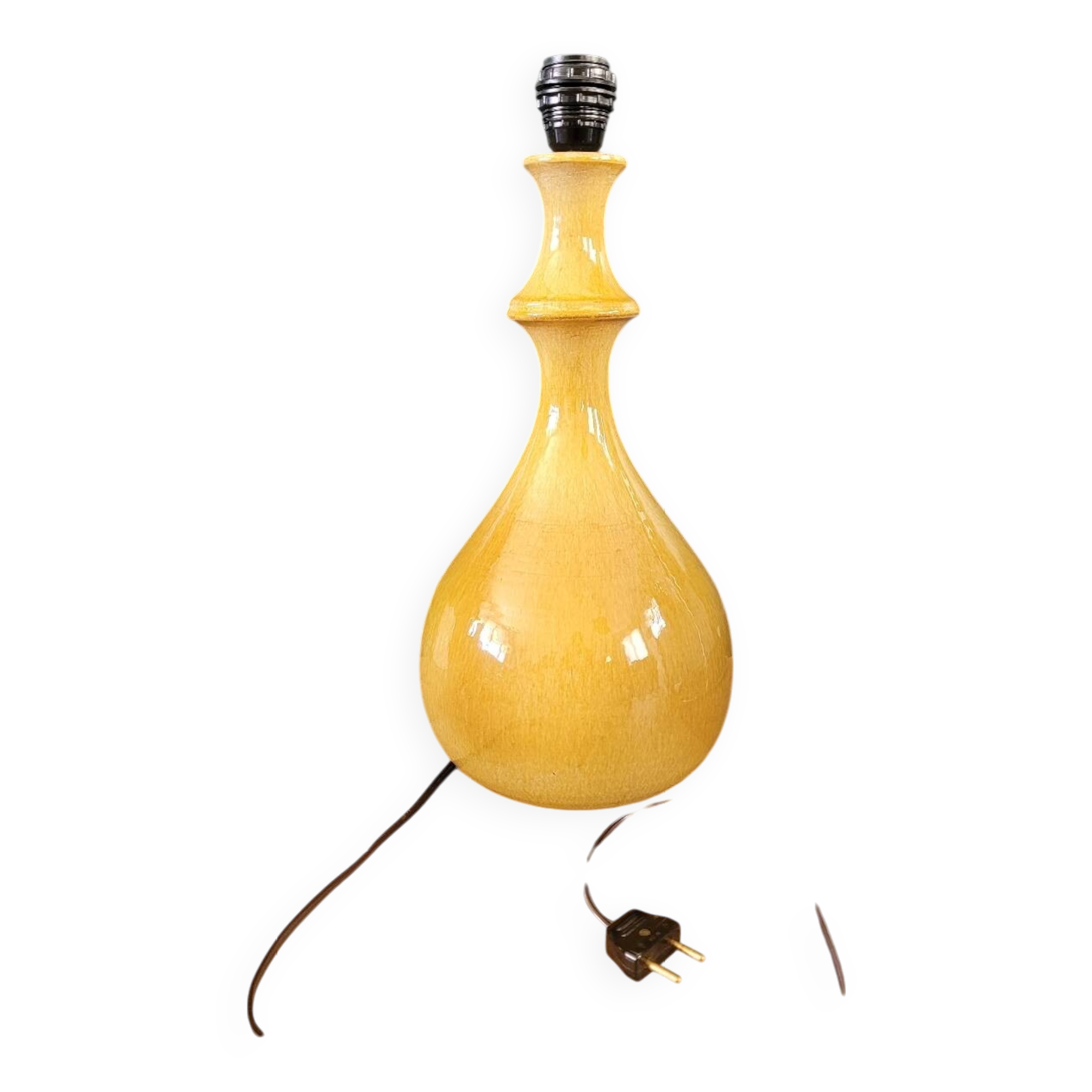 Mustard yellow glazed ceramic lamp base