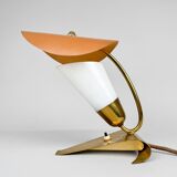 Lampe de table Art déco rare en laiton et verre laiteux, années 1930