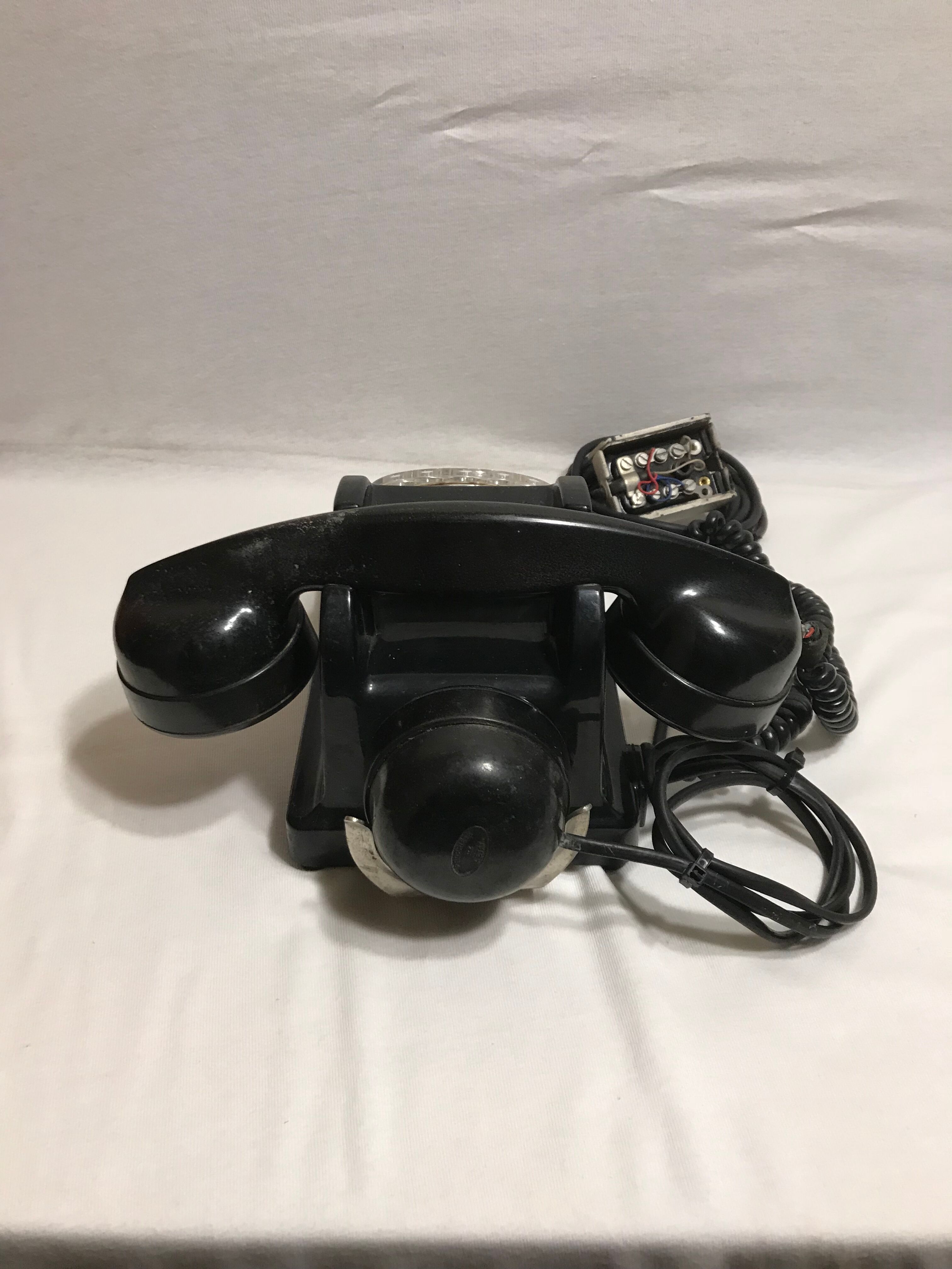 Old telephone black Bakelite transparent dial 40s 50 vintage
