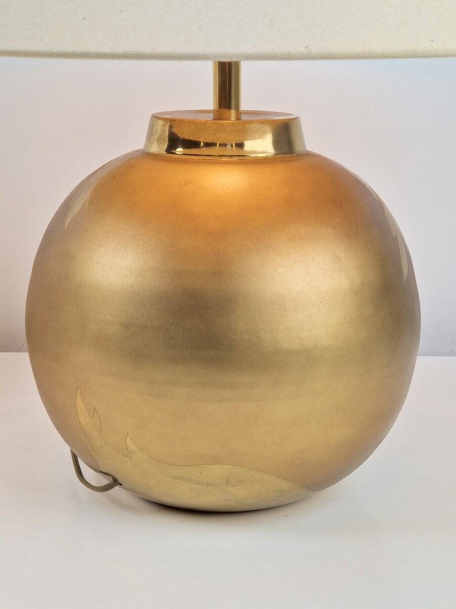 Vintage Sphere Brass Table Lamp by Louis Drimmer, France, 1970s
