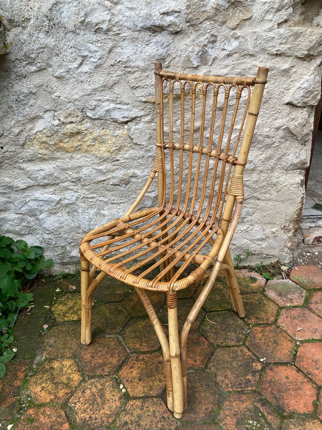 Lot de 10 chaises en rotin vintage