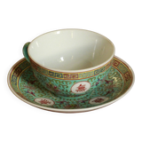 Ancienne tasse chinoise et sous tasse mun shou