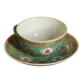 Ancienne tasse chinoise et sous tasse mun shou