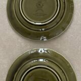 5 Lunéville Moss Green dessert plates.