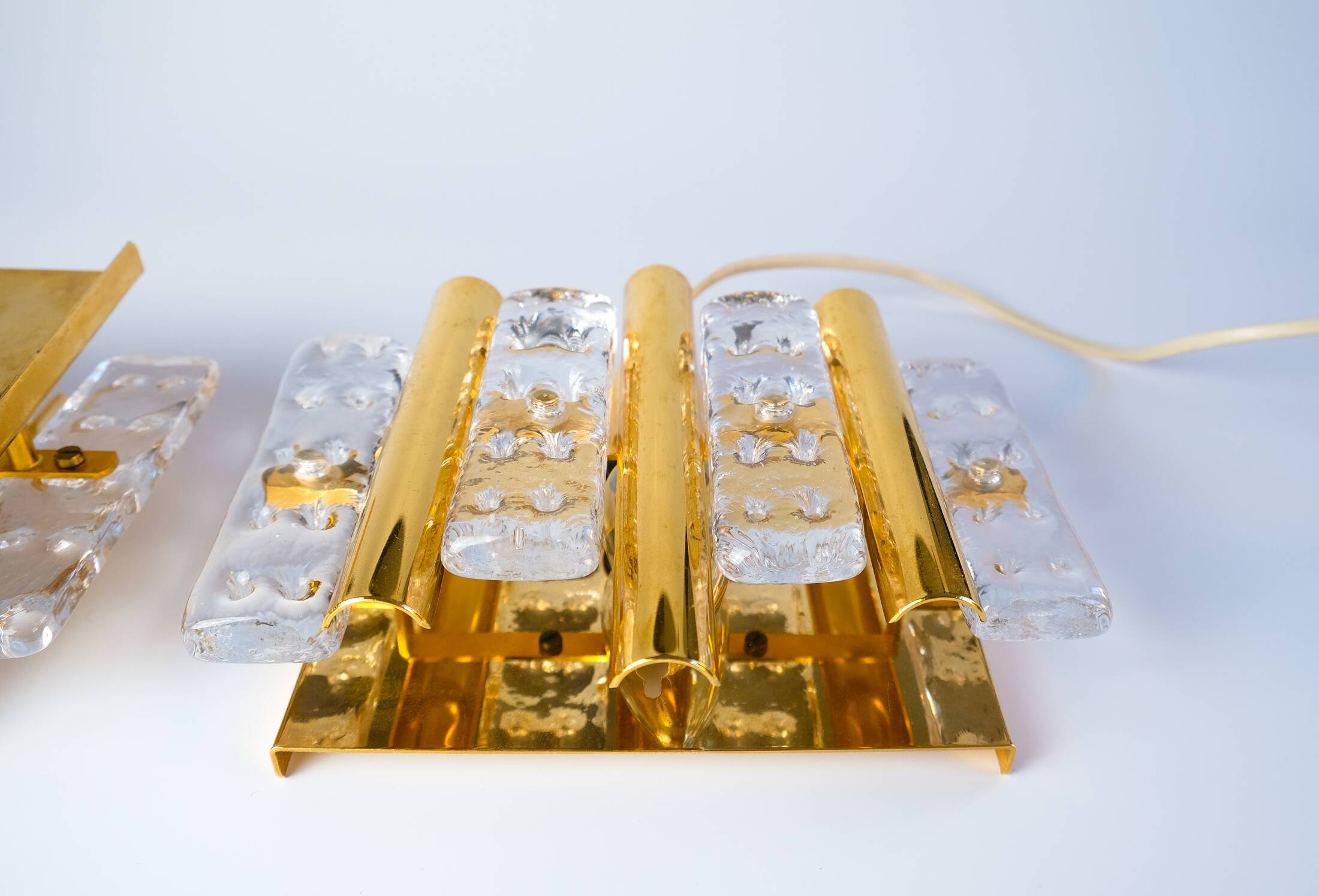 Paire d'appliques murales Carl Fagerlund du milieu du siècle pour Orrefors, Suède, vers 1960