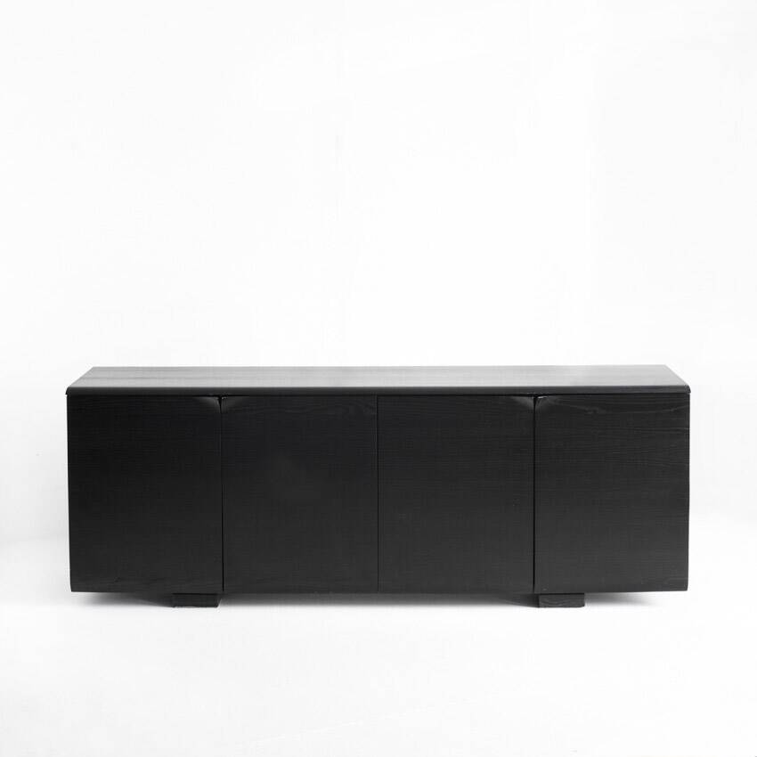 Vintage minimalist sideboard. Solid oak wood. Mid 90s.