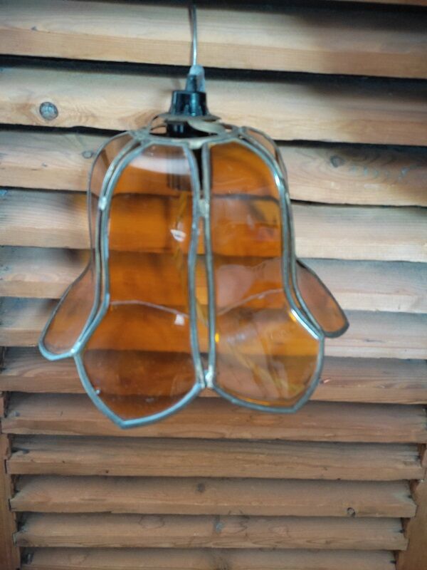 Applique vitraux plastique ambre fleur