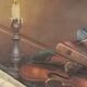 Signed oil-still life on violin
