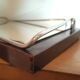 Plateau miroir forme libre bois et métal années 60