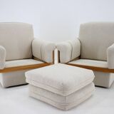 1970s pair of armchairs in boucle fabric, czechoslovakia