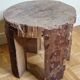 Brutalist solid wood coffee table carved from a room in a plane tree trunk