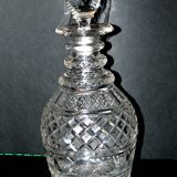Richly cut crystal decanter and bevelled diamond engraved baccarat or saint-louis? trianon