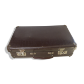 Old brown cardboard suitcase imitating the croco 50s/60s