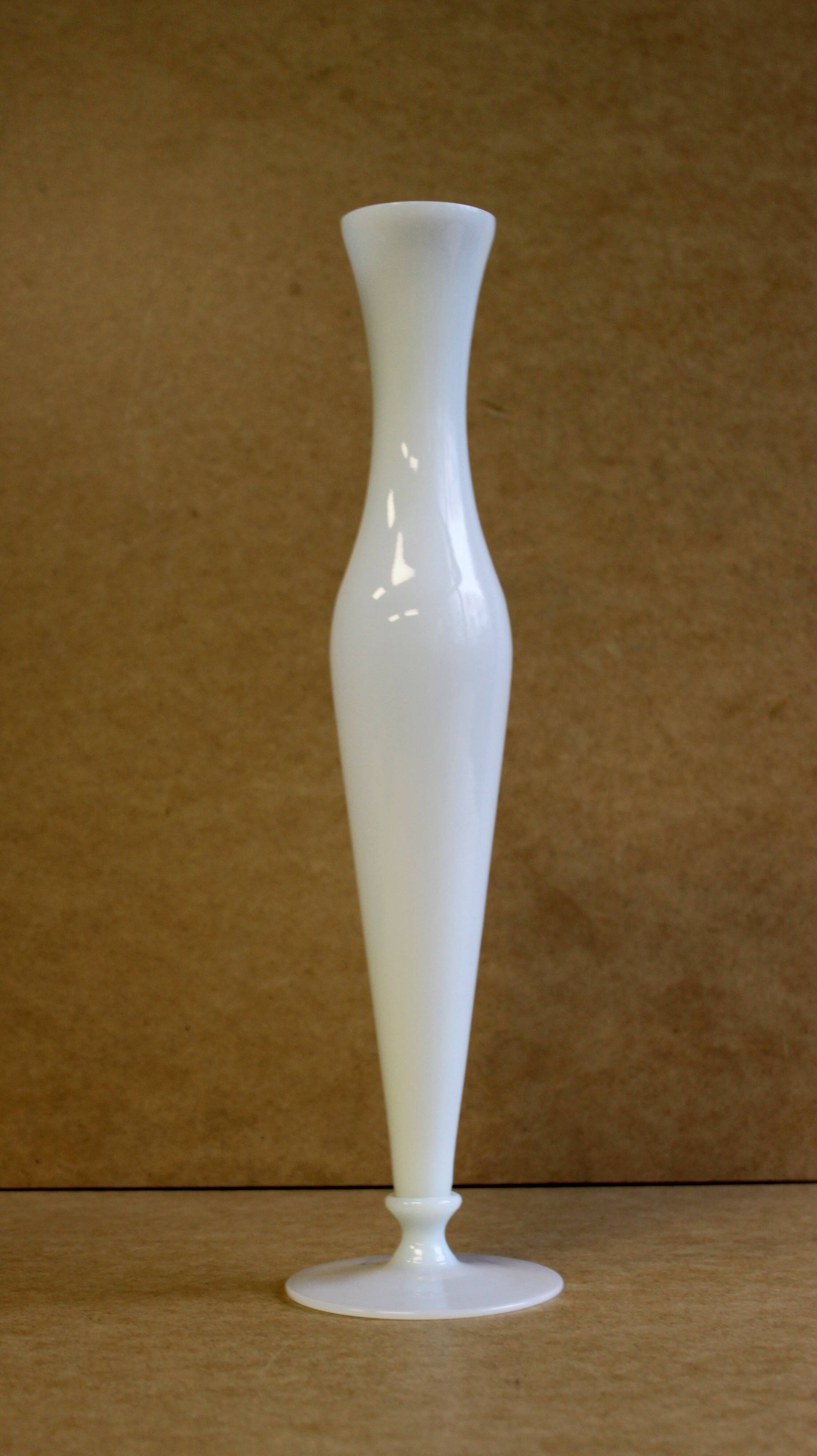 White opaline single-flower vase.