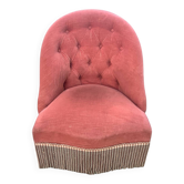 Fauteuil crapaud en velours vieux rose