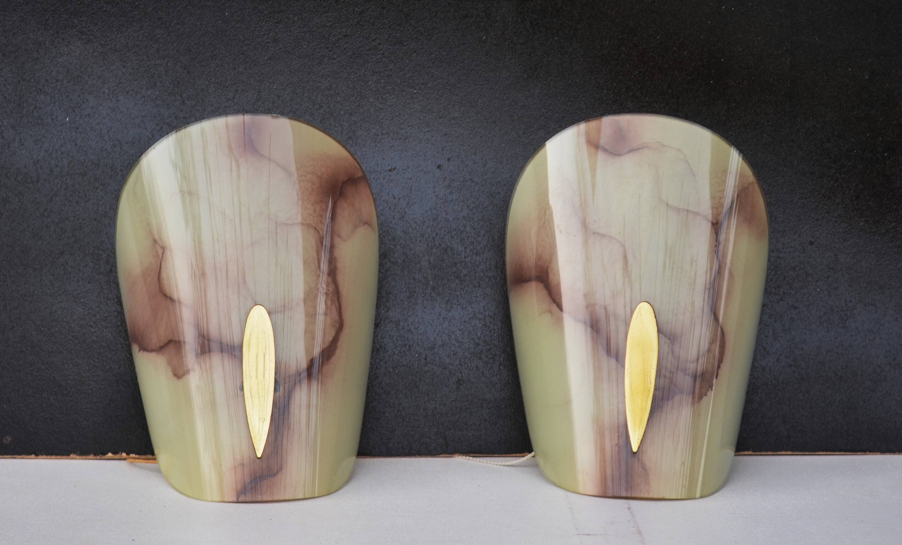 Mid Century Wall Sconces Shades Alabaster Glass Shades